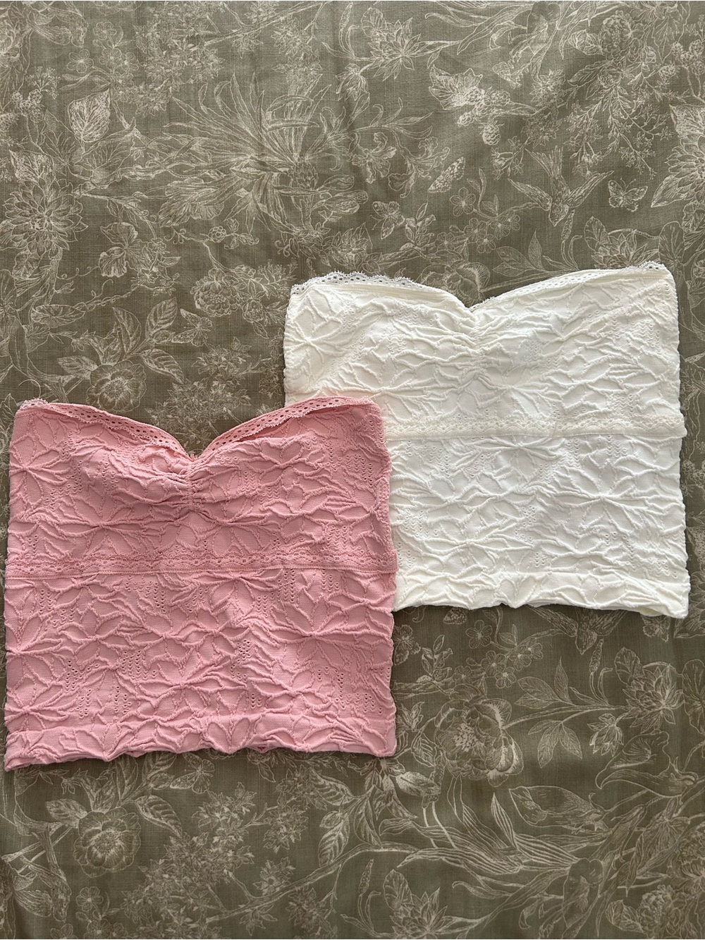 Lace Bandeau Tube Tops in Pink and White